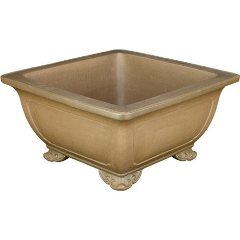 Vaso per bonsai quadrato in gres 18x18x9 cm - SM065c (1/2)