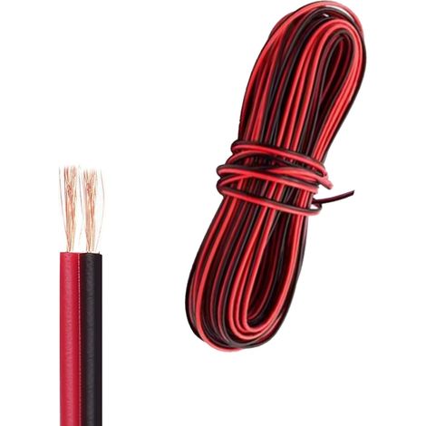 Câble électrique 22 AWG, 10 m, 2 broches, fil de cuivre étamé, rouge et noir, rallonge pour bande LED et ampoule (1/5)