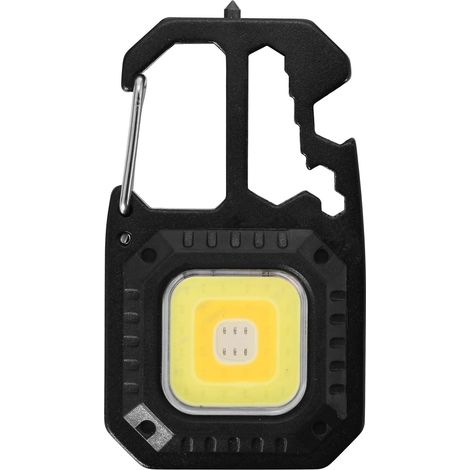 Mini COB Flashlight Keychain Light 7 Modes 500 Lumen, Multifunctional Portable Rechargeable Emergency Light, Mini LED Work Light Rechargeable Inspection Lamp, Bottle Opener, Emergency Lamp [Energy Cla (1/5)