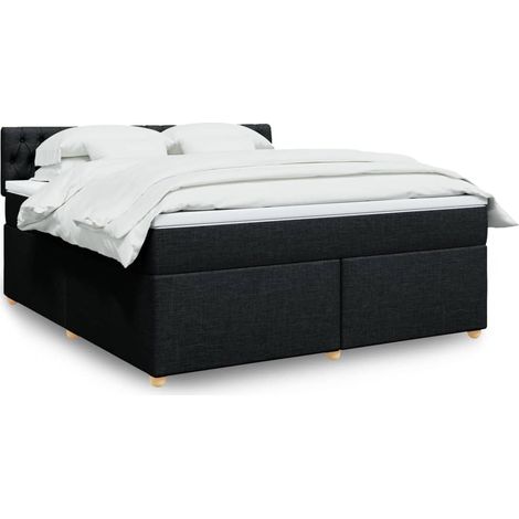 Boxspringbett mit Matratze Schwarz 180x200 cm Stoff (1/5)