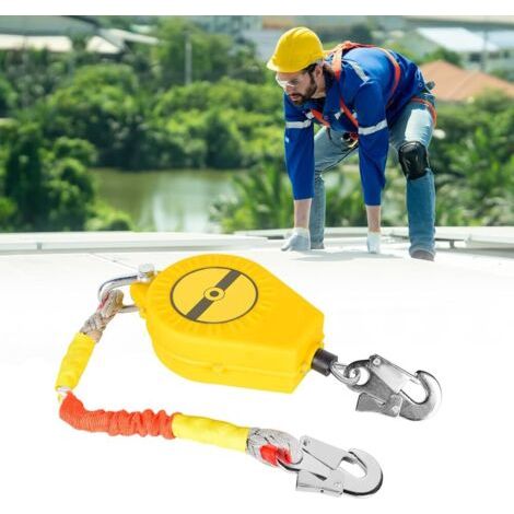 Antichute a Rappel Automatique 10m, Dispositif Anti Chute a Rappel Automatique, Ligne de Vie Auto-Rétractable, Harnais de Securite Anti Chute Professionnel, Charge Maximale 150 kg