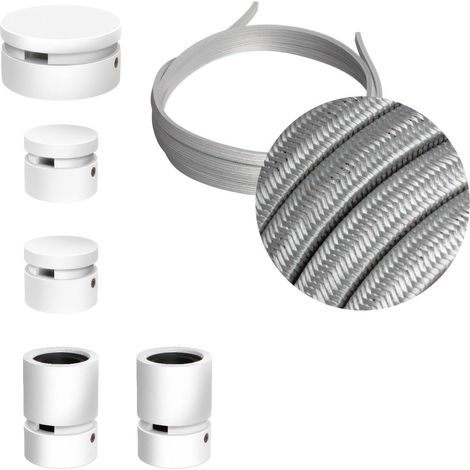 Sistema Filé Wiggle Kit - con cavo di 3 m per catenaria e 5 componenti in legno verniciato bianco per interni