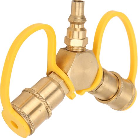2-Wege-1/4-Zoll-NPT-Schnellkupplungs-Y-Verteileradapter für Propangas-Schlauchanschluss-Sets (1/5)
