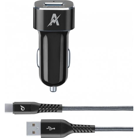 Cellularline TETRA FORCE 15W USB-C KFZ-Lader-Set inkl. Kabel für Samsung
