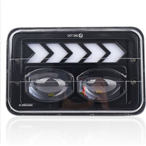 x 6 Zoll rechteckiger 5 x 7 Zoll LED-Scheinwerfer mit pfeilförmigem Angel Eye Halo-Ring und white Tagfahrlicht und gelbem Blinker als LKW-Ersatz H6014 H6054 6054 H6052 (2 Stück) (1/4)