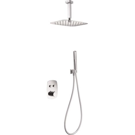Conjunto termostático de 3 módulos para ducha de diseño moderno con un acabado cromado feroe Hidra de Imex