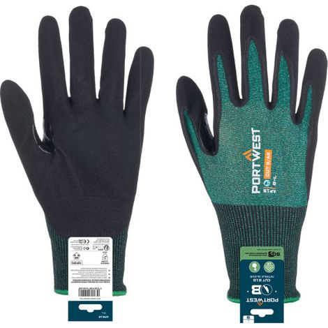 Guante de nitrilo SG Cut B18 PORTWEST APR15 XXL Verde / Negro
