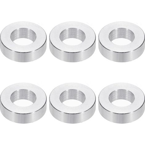 Rondelles en Aluminium M10, 6pcs Entretoise Métallique à Vis Ronde, Rondelle Plate pour Vis Tige Écrous Boulons, Bague d'Écartement en Métal 10.5mm ID x 20mm OD x 6mm Hauteur (1/5)