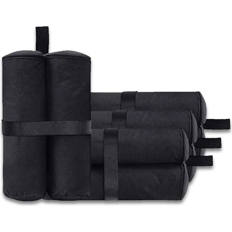 Lot de 4 sacs de lestage pour tonnelle - Pour auvent, tente - Sacs de lestage pour le sable - Pour extérieur instantané - Pieds lestés - Noir (style fermeture éclair, noir) (1/3)