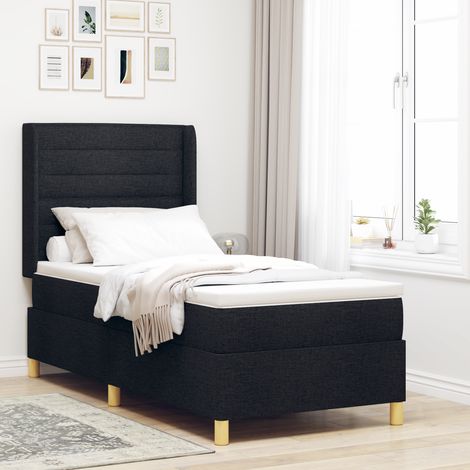 vidaXL Box Spring Bed with Mattress - Black, 80x200 cm, Fabric (1/5)
