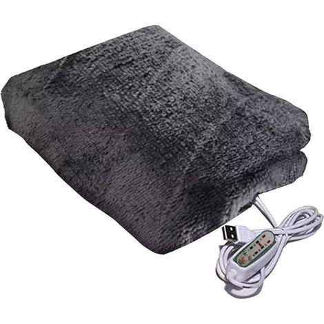 Couverture chauffante électrique USB portable, jeté en peluche, châle chaud portable, chargement USB, noir (1/4)