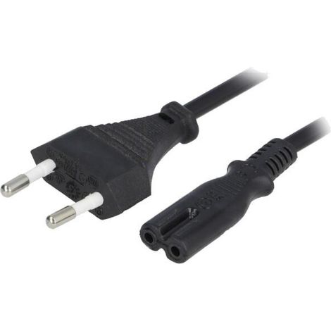 Cable- CEE 7-16 -C- prise.IEC C7 femelle- 1.5m- Prises- 1- noir