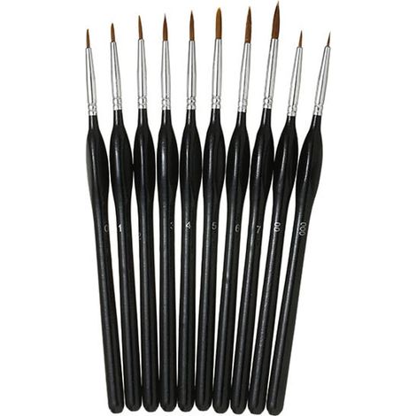 Ensemble de pinceaux de précision, 10 pinceaux fins professionnels pour artistes, adaptés à la peinture acrylique, aquarelle et huile. (1/5)