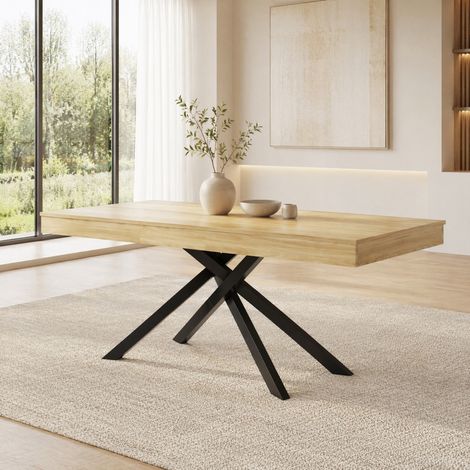 MEUBLIV Table à manger extensible 140/180x80 cm chêne, 6 à 8 personnes (1/5)