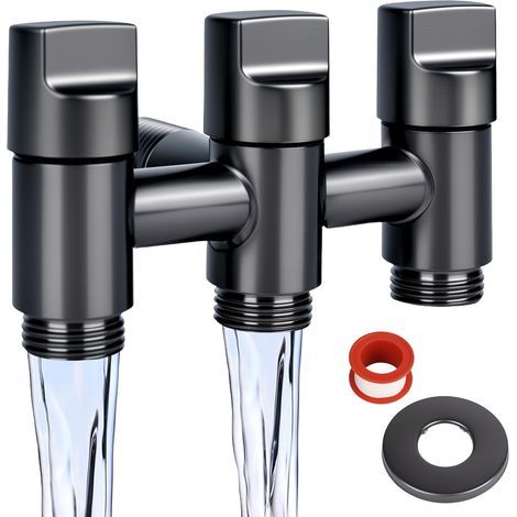 3-Wege-Wasserumstellventil, 1/2-Zoll-Gewindeanschluss, 3-Wege-Toilettenventil, geeignet für Waschmaschinen, Geschirrspüler und Toiletten, Wasserwechsel-Steuerventil (1/5)