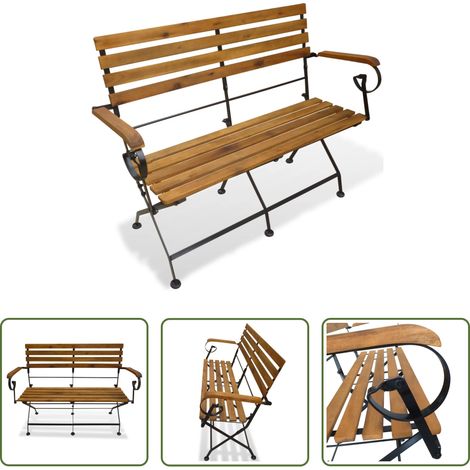 Klappbare Bank - Gartenbank Klappbar 112 cm Massivholz Akazie (1/5)