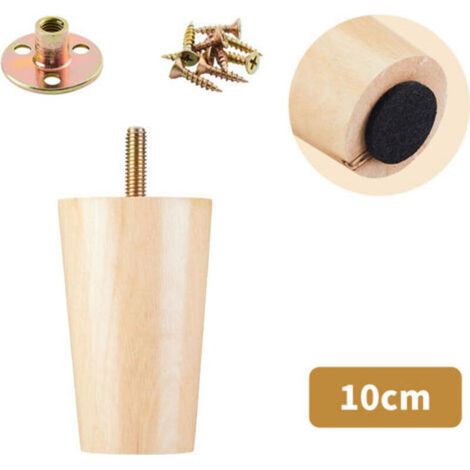 Lot de 4 pieds de canapé en bois massif adaptés pour meuble TV, table basse, meuble à chaussures, meuble de salle de bain (10 cm) (1/3)