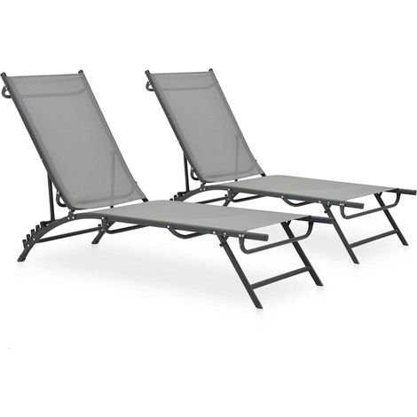 vidaXL Chaises longues lot de 2 Textilène et acier (1/5)