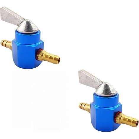 2X 6mm 1/4'' Blue Petrol Gas Tank Fuel Tap Inline Petcock Valve Switch for Motorcycle Motocross Dirt Pit Bike ATV Quad (1/5)