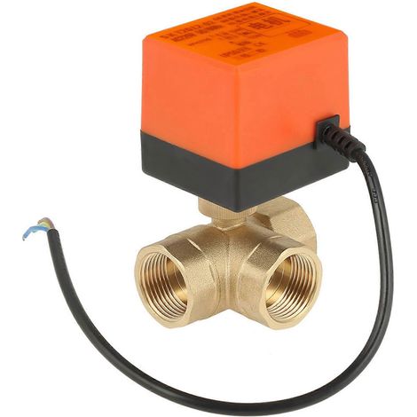 Vanne à bille motorisée électrique en laiton 220 V CA, 3 voies, 3 fils, type T, filetage 1,6 Pa, DN25 G1", YEMAA (1/4)