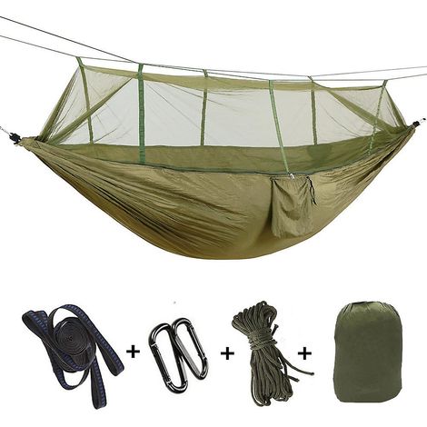 Hamac 3 en 1 avec moustiquaire et bâche, hamac double XXL pour le camping, utilisable en extérieur et en intérieur, capacité de charge de 100 kg (1/5)