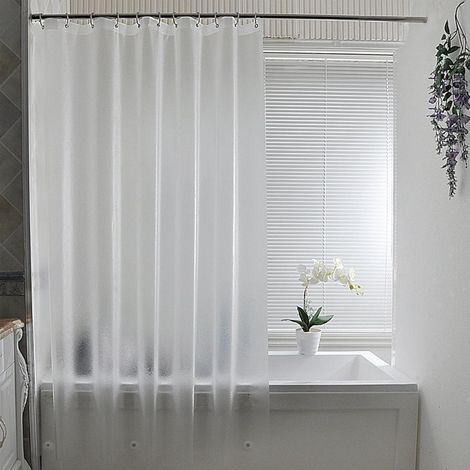 PEVA Rideau Douche Anti Moisissure Imperméable 180x180cm Translucide Givré, Avec 12 Crochets Ourlet Lesté Étanche,Antibactérien Séchage Rapide,Rideau Baignoire pour Salle de Bain, pour Baignoire (1/5)