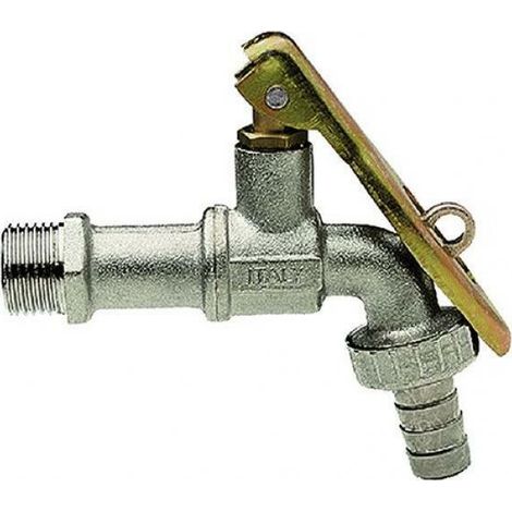 Rubinetto portagomma a sfera con portalucchetto corpo in ottone nichelato -3/4" (1/4)