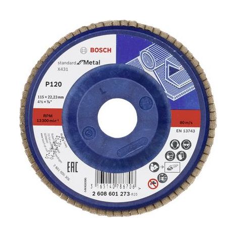 Bosch Disque à lamelles X431 Standard for Metal droit 115 mm 120 Plastique - 2608601273 (1/2)