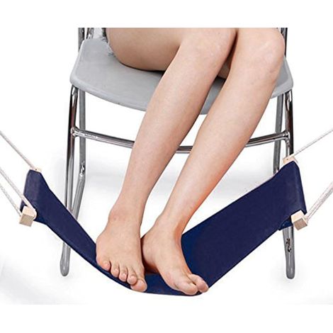 Repose-pieds hamac sous bureau Repose-pieds de bureau réglable Repose-pieds hamac portable avec support pour casque audio (bleu marine) (1/5)