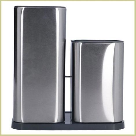 1 Porte-couteau, Acier inoxydable, Fentes fixation lames, Trous drainage, Organisateur cuisine comptoir (1/5)