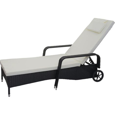 [NON UTILIZZATO] Lettino regolabile da esterno Carrara alluminio polyrattan antracite con cuscino beige (1/5)