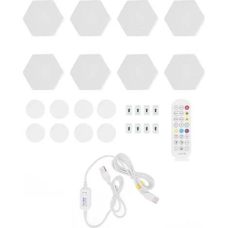 Eosnow 8 ensembles de panneau lumineux hexagonal, commande vocale, synchronisation de la musique, LED RGB avec application Bluetooth et télécommande (1/5)