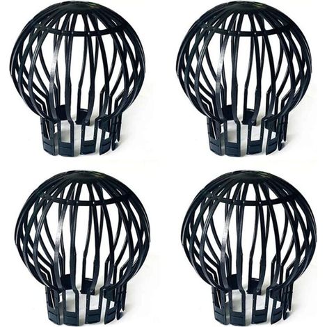 Lot de 4 bouchons de protection de gouttière en plastique pour tuyau de descente - Anti-blocage des feuilles, mousse, boue, boue, boules et autres débris - Noir (1/3)