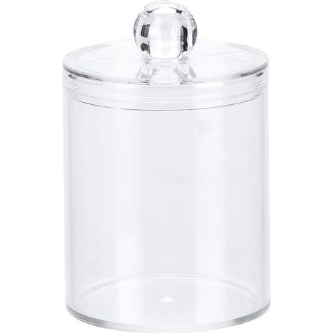 Étui rond transparent en acrylique pour cotons-tiges, boîte de rangement pratique et organiseur (1/5)
