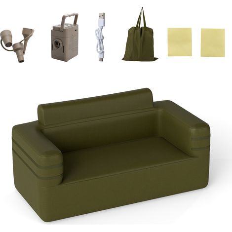 Poltrona gonfiabile multifunzione con pompa integrata e borsa da trasporto per campeggio, Poltrona portatile per giardino Verde (1/5)