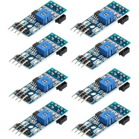 Module de capteur à réflecteur infrarouge TCRT5000, capteur d'intensité lumineuse numérique, interface à six fils, alimentation CC 3,3 V-5 V, lot de 8 (1/5)