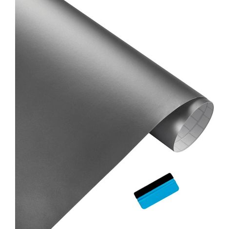 Film autocollant et décalcomanies en vinyle sans bulles pour voiture, moto, accessoires automobiles (30 cm x 150 cm) - Gris mat (1/5)