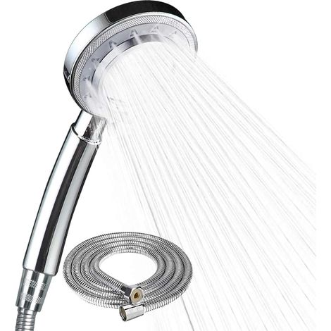 Pommeau de Douche Haute Pression avec Flexible Acier Inoxydable 1.5M - 3 Modes Économie d'Eau, Douchette Amovible à Main pour Salle de Bain et Spa (1/5)