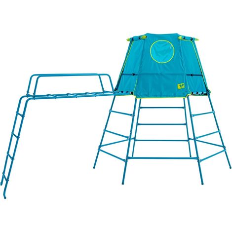 Aire de jeux métal EXPLORER TOUR - tapis explorer - hublot - pont de singe - kit d'ancrage h201 cm