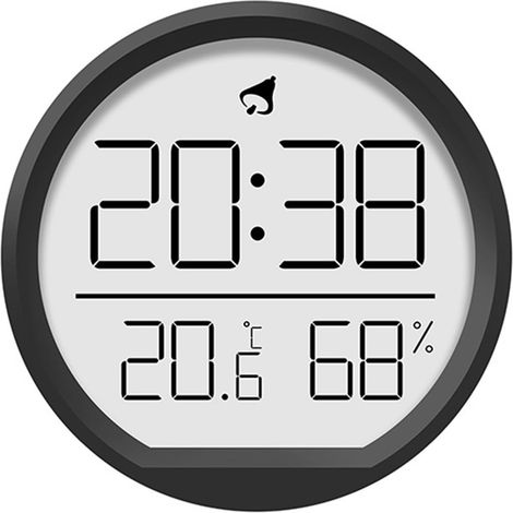 Horloge numérique  avec fonction d'alarme et moniteur de température, design magnétique/montable au mur pour la maison et le bureau, noir