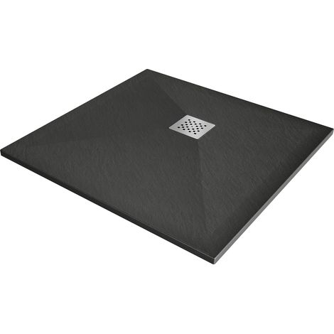 Mexen Stone+ plato de ducha cuadrado de composite 90 x 90 cm, antracita - 44719090 (1/5)