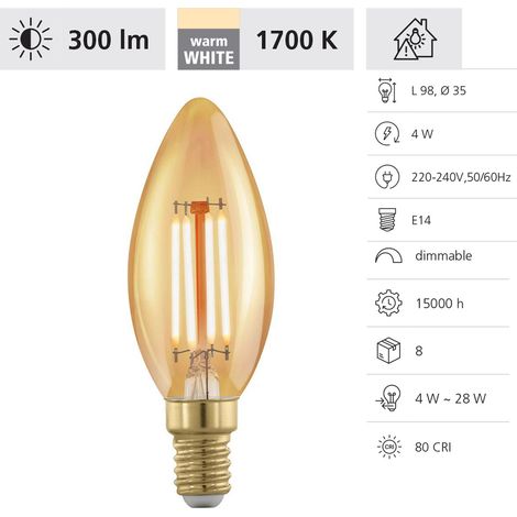 Eglo LED Kerzenlampe E14 4W amber Leuchtmittel (1/3)
