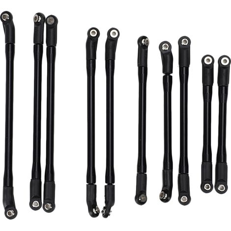 10 Stück rostbeständige Metallzugstangen für SCX10 II Axial Chassis, Schwarz (1/5)