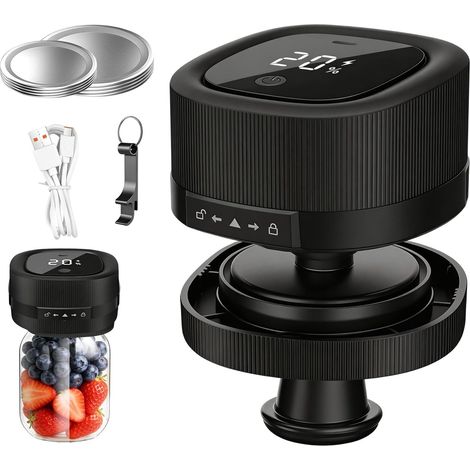 Machine à Emballer Sous Vide électrique,114×114×73mm Kit de Scellage Sous Vide électrique pour Bocaux, Machine à Emballer Sous Vide Bocaux, Scelleur Sous Vide pour Jar Noir (1/5)