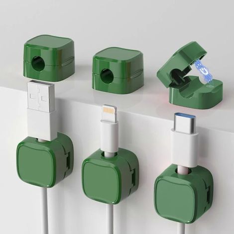Organisateur de câbles magnétique, lot de 6 clips magnétiques, support de câbles auto-adhésif pour table de chevet et bureau