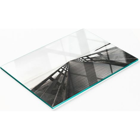 Planche de cuisine en verre trempé avec motifs décoratifs, modèle en bois Molo, 80 x 52 cm (1/5)