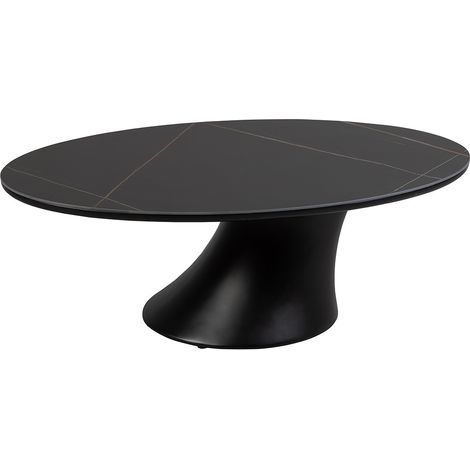 MAALA - Table Basse Noire Plateau Céramique Marbré Pied en ABS (1/3)