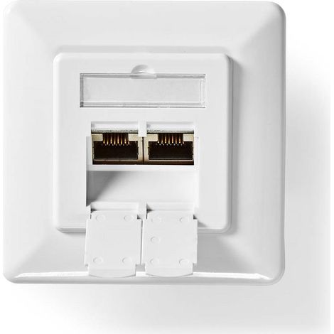 Caja de pared de red en la pared puertos de 2 puertos cat6 recto mujer chapado en oro pvc blanco caja