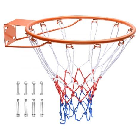 Basketballkorb Hangring Basketballring 483 mm, Basketball Basketballring Netz 577 x 483 x 110 mm Qualität-und Sicherheitsgeprüft Indoor & Outdoor, Universal Stabiler Basketballkorb Orange (1/5)