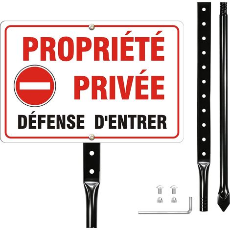 Panneau Propriété Privée Aluminium Interdit avec Piquet 30 X 20 Cm (1/5)